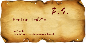 Preier Irén névjegykártya